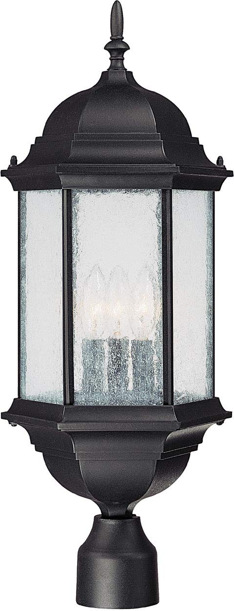 Capital Lighting9837BK Main Street 3-Light Outdoor Post Lantern, Black with Seeded Glass by Capital Lighting