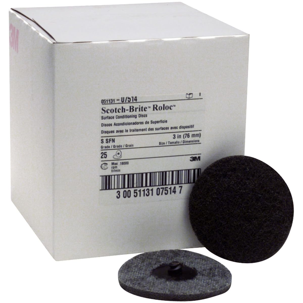Scotch-Brite Roloc Surface Conditioning Disc TR 07514, 3 in x NH S SFN, 25 per carton