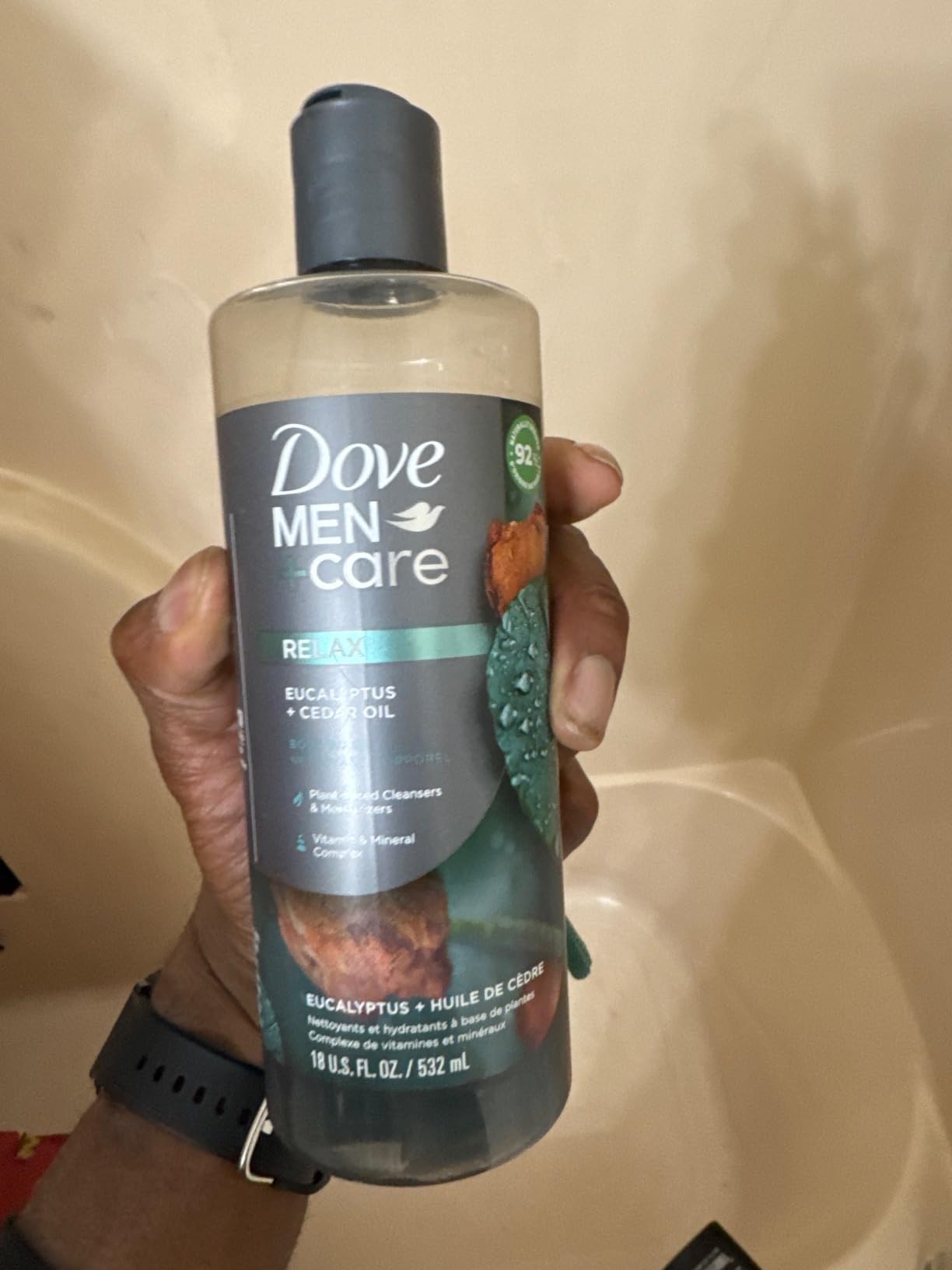 Unilever DOVE MEN + CARE Body Wash Eucalyptus + Cedar Oil to Rebuild Skin in the Shower with Plant-Based Cleansers and Moisturizers 18 oz