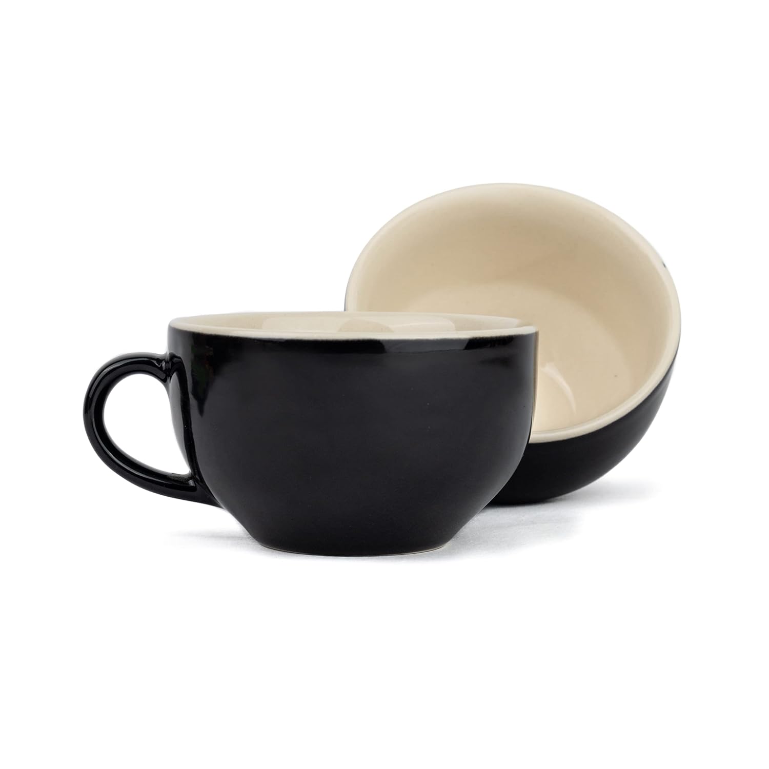 Buy Shay Large Ceramic Coffee Cup Set of 2, Black, 350ml Large Tea