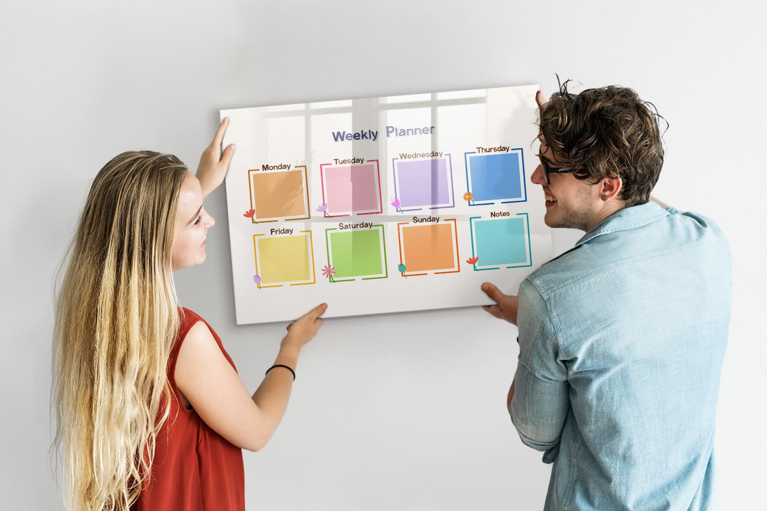Lavagna Magnetica in Vetro con Accessori Inclusi | Magneti Potenti, Pennarello e Gomma | Perfetta per Organizzare Idee e Note - 90x60 - Agenda settimanale
