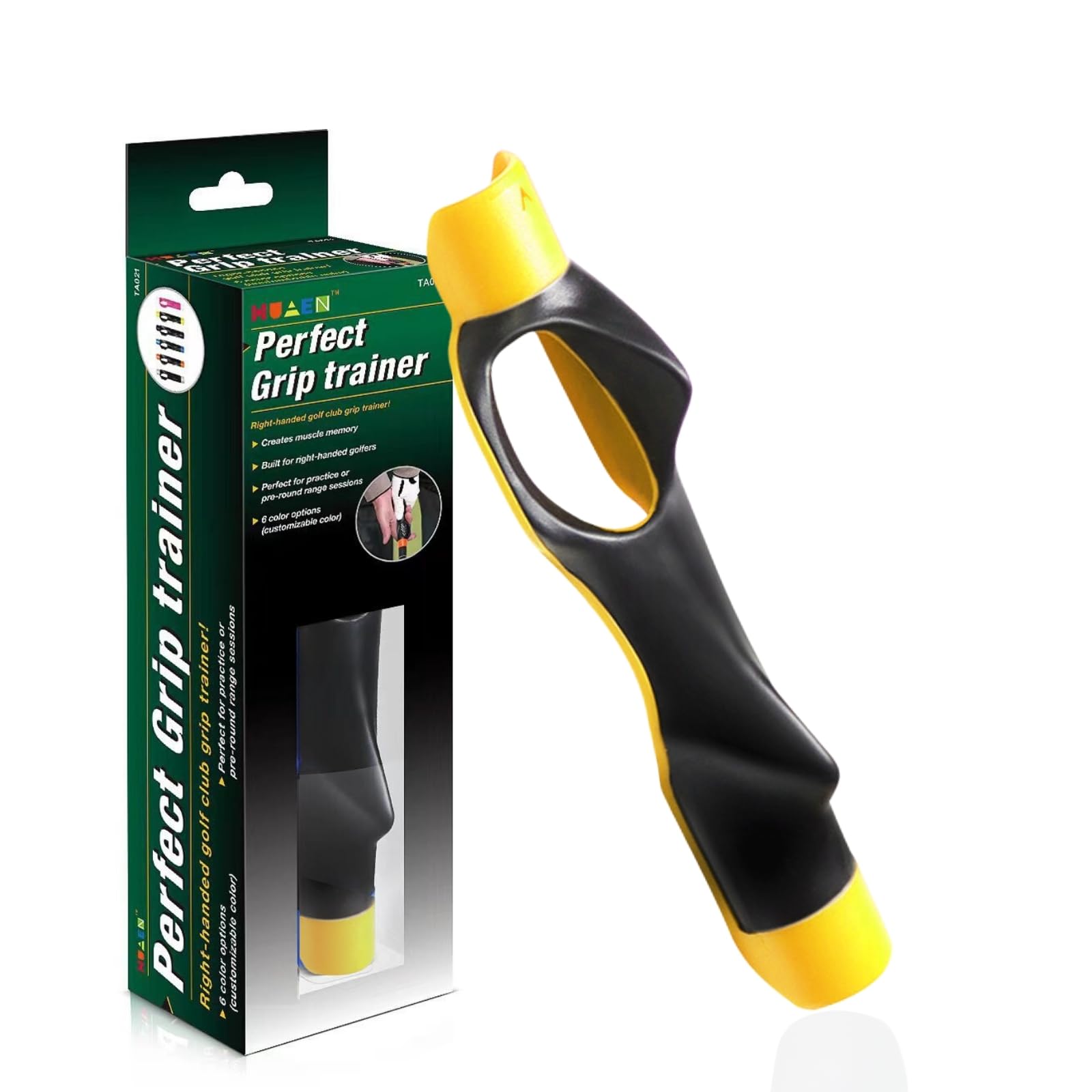 SUBORAWOS Golf Grip Trainer, Golf Swing Trainer, Golf Training Aid Posture Correction Practice Alignment, Right & Left Hand Practice Golf Assistant for Golf Beginner (Yellow)