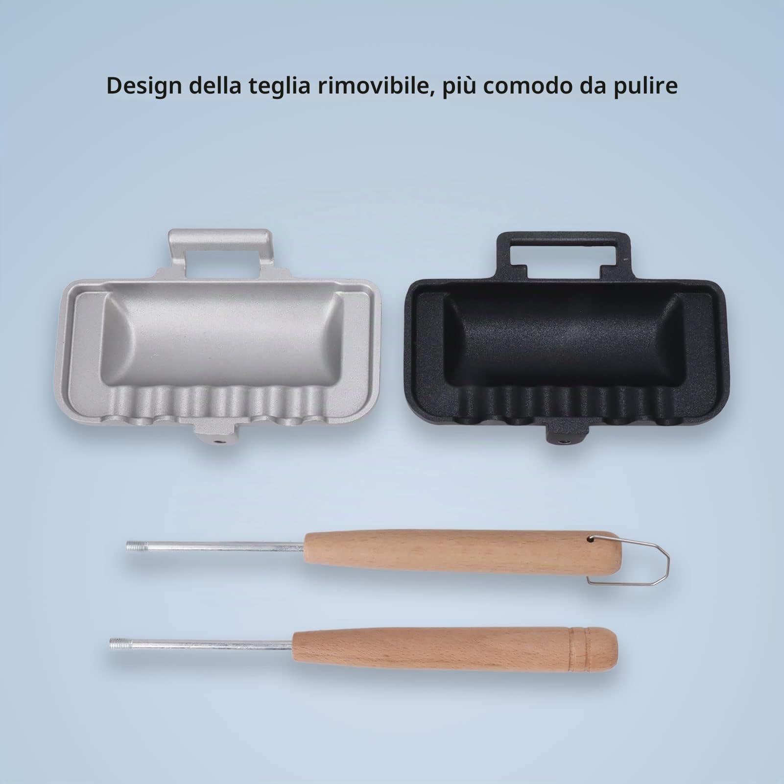 Teglia da Forno per Sandwich a Doppia Faccia, Tostapane per Hot Dog con Manico Rimovibile, Teglia per Sandwich per la Colazione Flip Grill Pan per Colazione, Frittelle, Omelette
