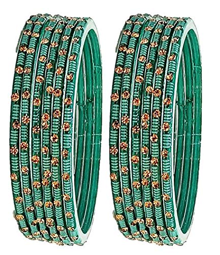 Oneness (2.12 Extra Large Size) Texture Design With Golden Studded Stones Glass Bangles/Chudiyan (Diwali/Navratri Special) For Women And Girls - (Set Of 12)_L-Radium_2.12 (B08KQJ2K4Q) Amazon Price History, Amazon Price Tracker