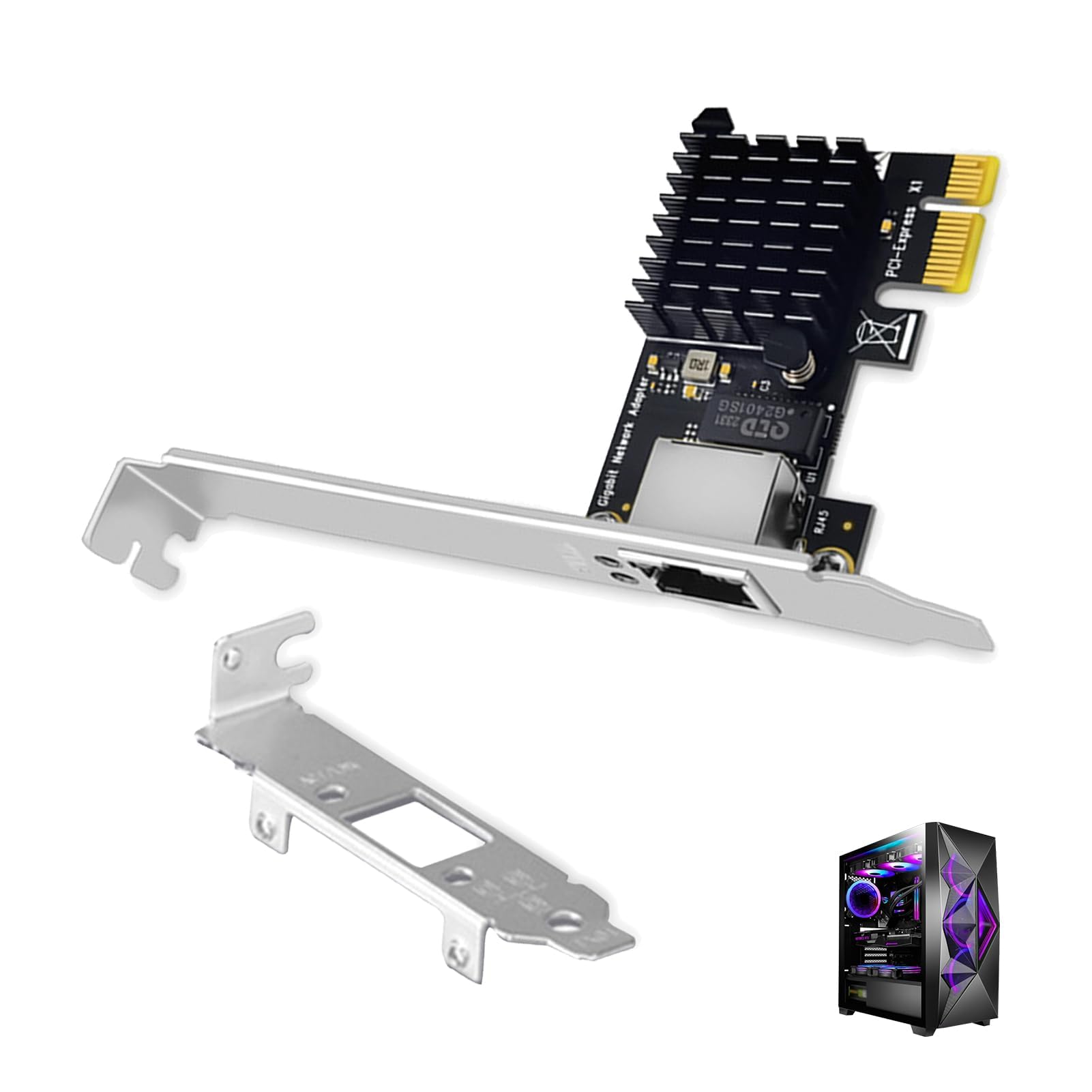PCIe Gigabit Ethernet Network Card, PCI Express Network Adapter RTL8111H, 10/100/1000 Mbps, RJ45 Port, Compatible with Windows 10/8/7, Ideal for PCs and Servers, Stable Connection, High Speed