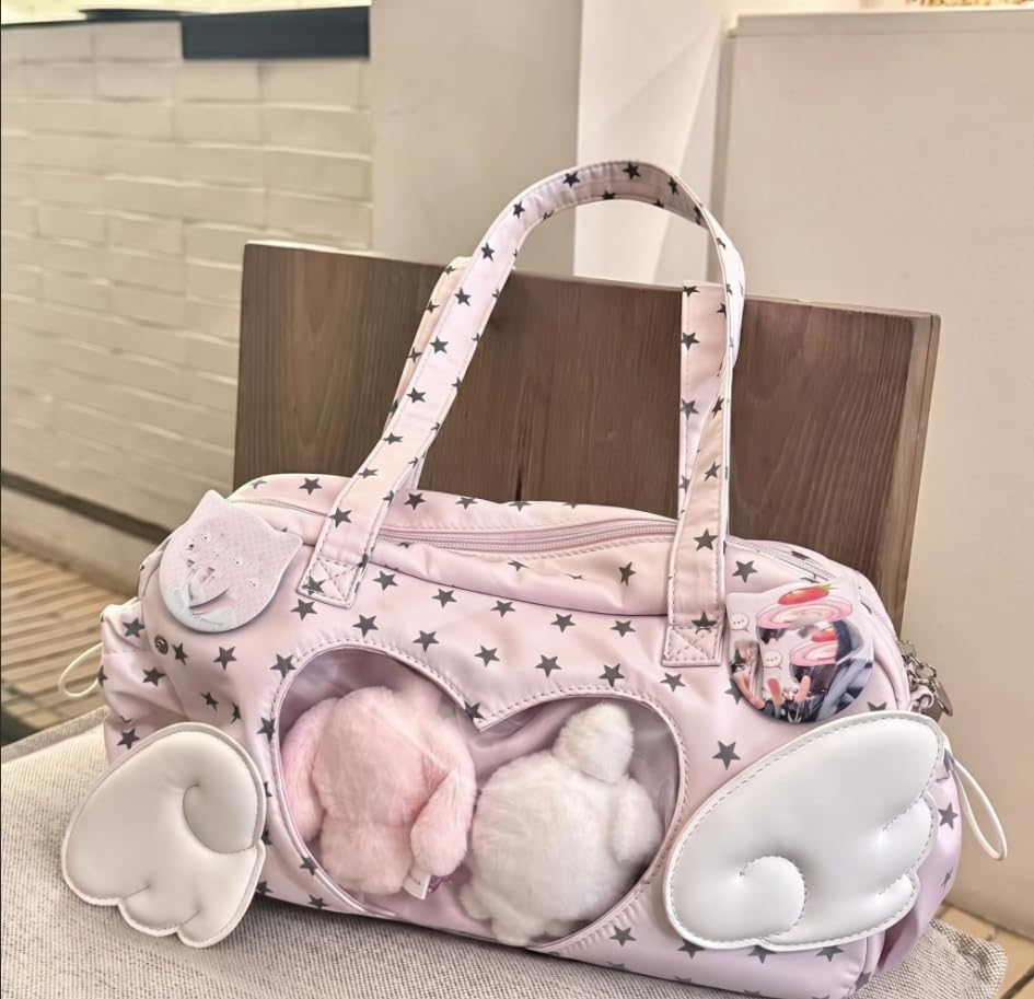 Bolso Tote Pequeño Estilo Y2K Rosa con Estrella miniatura 5