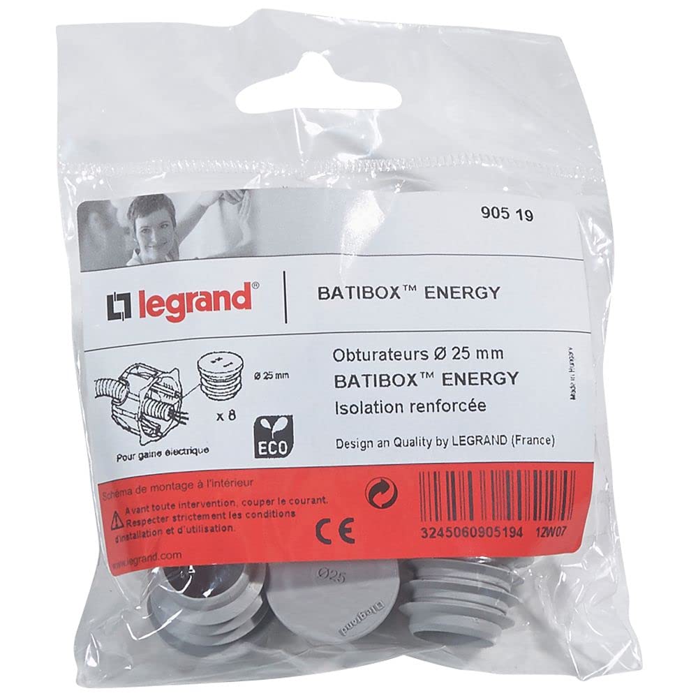 Legrand - Lot de 8 obturateurs pour boîte à encastrer Ecobatibox - Ø25mm