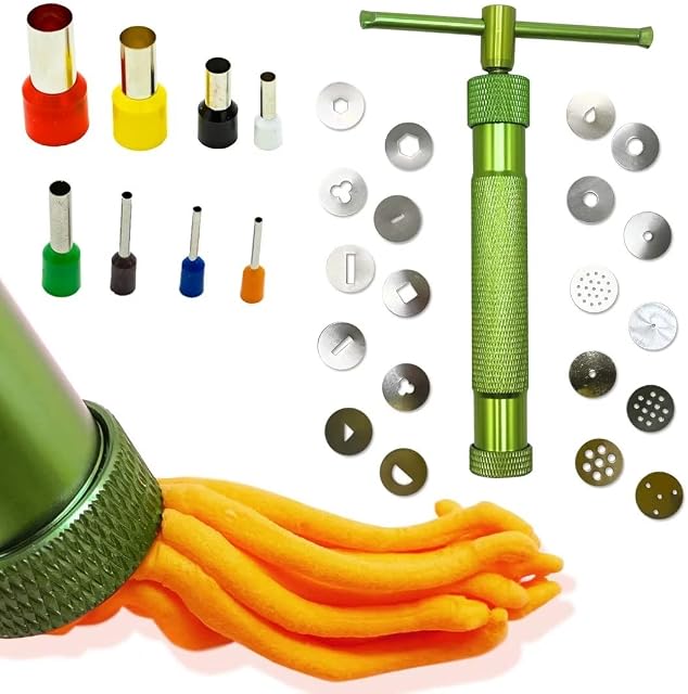 SZXMDKH Fondant Extruder, Stainless Steel Sugar Paste Extruder Craft Gun with 20 Interchangeable Discs for Sugar Craft Cake and Clay Decorating Tool Fondant Extruder
