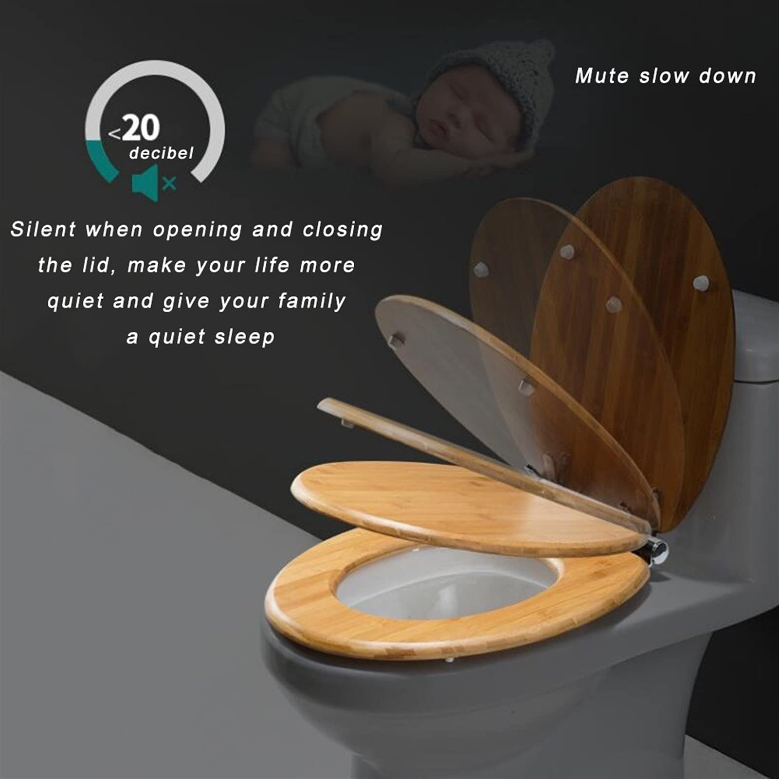 Sedile per Toilette in Legno Massello, Cerniera a Sgancio Rapido All'acciaio Inossidabile, Facile da Pulire, Adatto per La Toilette O/U/V, Forte capacità di Cuscinetto