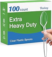 Dealusy 100 Count Clear Plastic Disposable Spoons - BPA-Free, Heat Resistant, Heavy Duty Bulk for Parties & Everyday Use