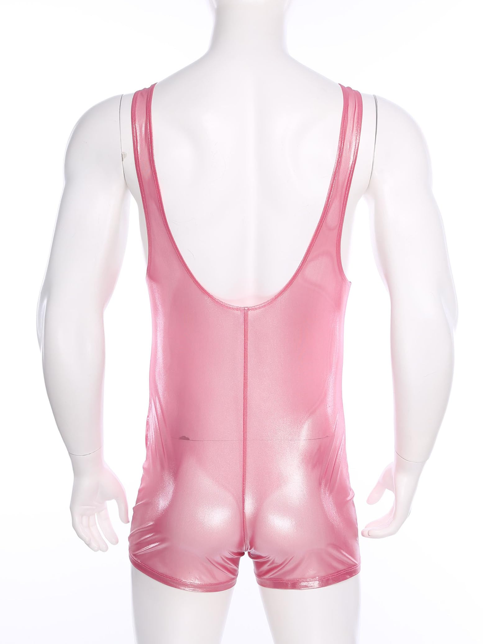 Hedmy Maillot De Lutte sans Manche Homme Bodysuit Maillot De Bain Natation Transparent Jumpsuit M-3XL