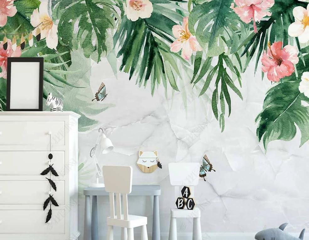 Papier peint intissé fleur tropicale pour relooker facilement un grand mur de salon