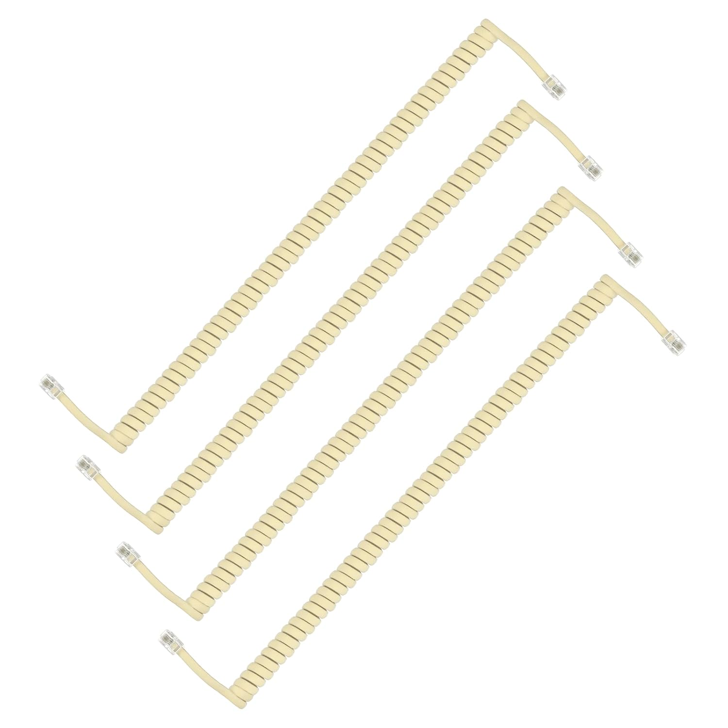 PATIKIL 4 Pack Phone Cord for Landline, 9.8 Feet(Coiled 1.6 Feet) RJ9/RJ10 4P4C Landline Handset Cord Universal Telephone Phone Cable for Telephone Handset Accessory, Beige