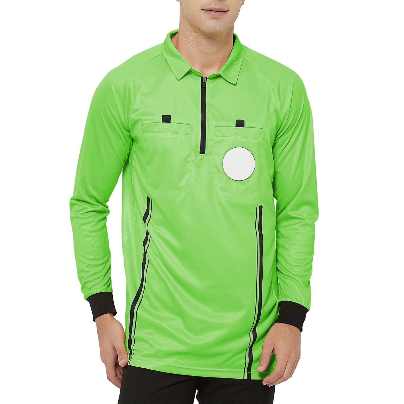 TOPTIE Maillot d'arbitre Officiel de Football à Manches Longues pour Homme USSF Pro Uniforme, Deguisement Arbitre