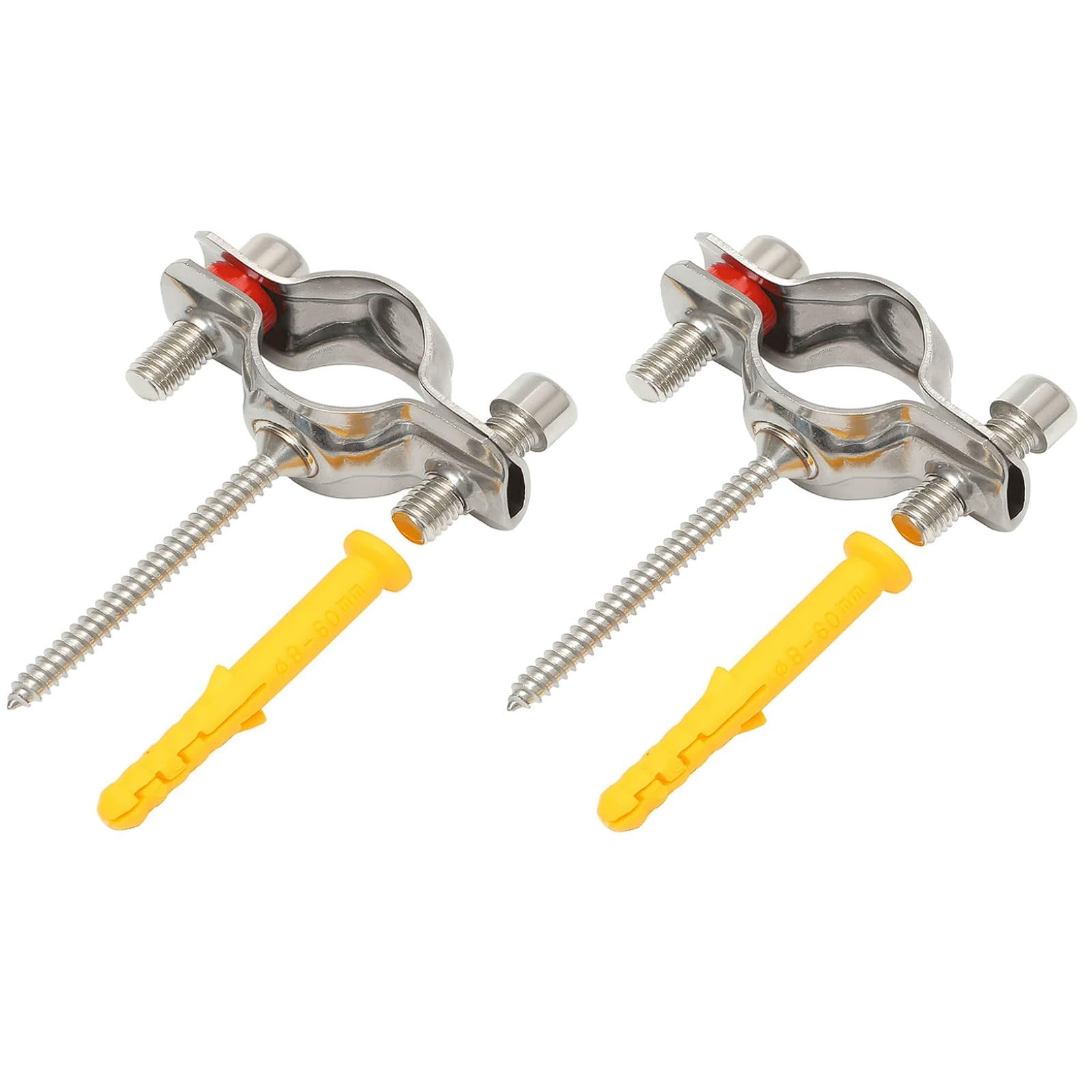 304 Stainless Steel Pipe Clamp with Expansion Bolt 2 Pack Water Support Clip for 30-34mm to 51-57mm Pipes(Silver,【Φ48-51】)