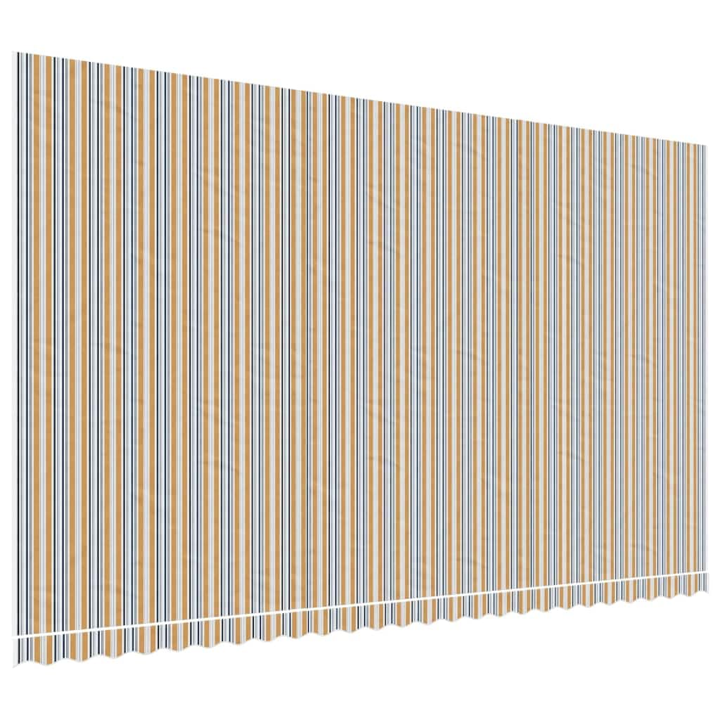Ersatzstoff für Markise 6x3,5 m, Robustes Markisentuch Ersatzbespannung aus Polyester, Gestreifter Markisenstoff für Balkon und Terrasse, Orange und Blau