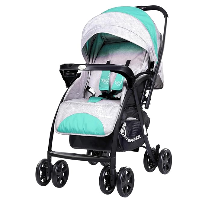 Sugar Pop Baby Stroller | Pram with Auto Fold for Newborn Baby | Kids Pram and Stroller |Baby Stroller for Boy and Girl of 0 to 3 Years (Green Grey)