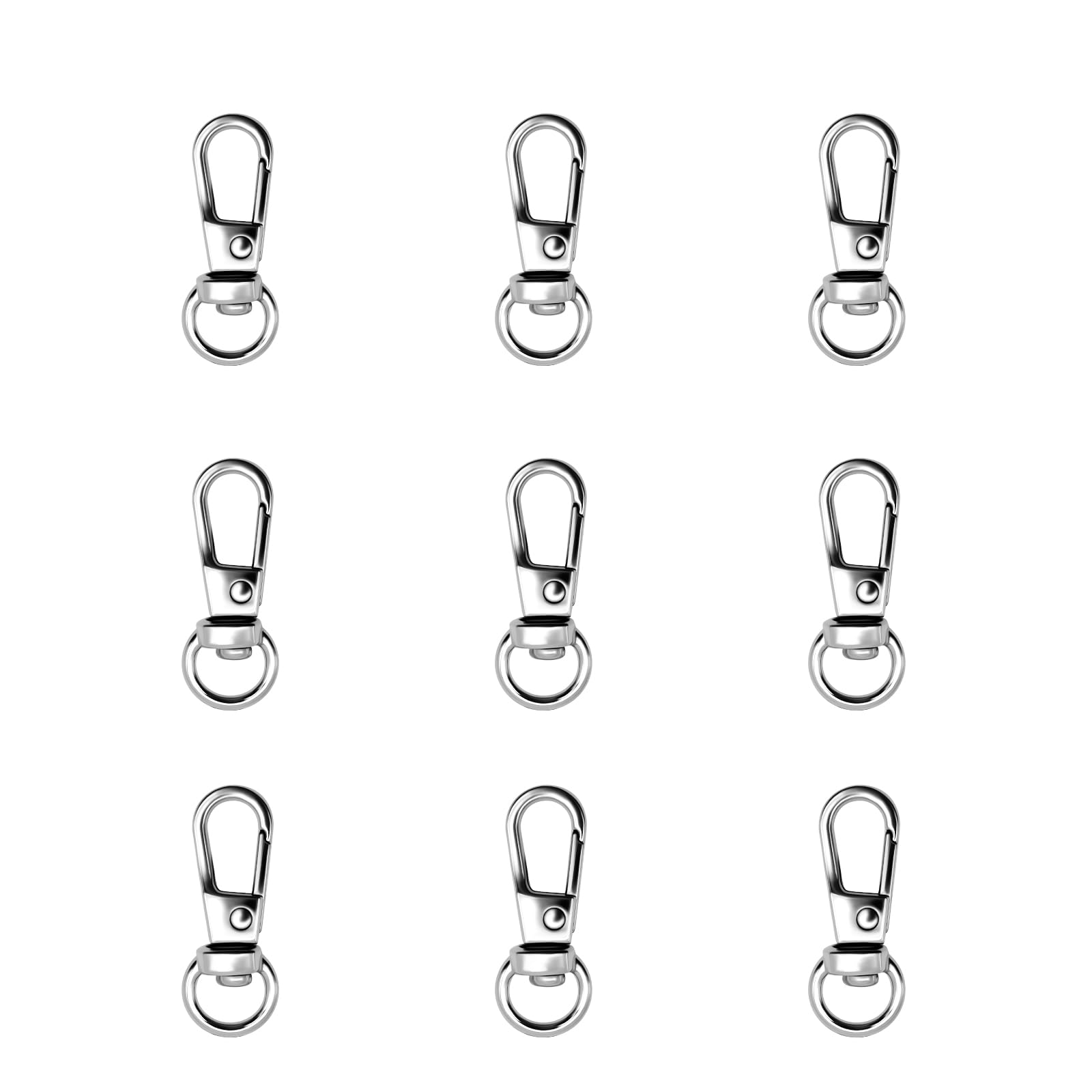 12pcs Swivel Push Gate Snap Hooks Clasps for DIY Crafts Keychain Clip Purse Handbag Making Accessories (Silver,Small(32mm))-image-23