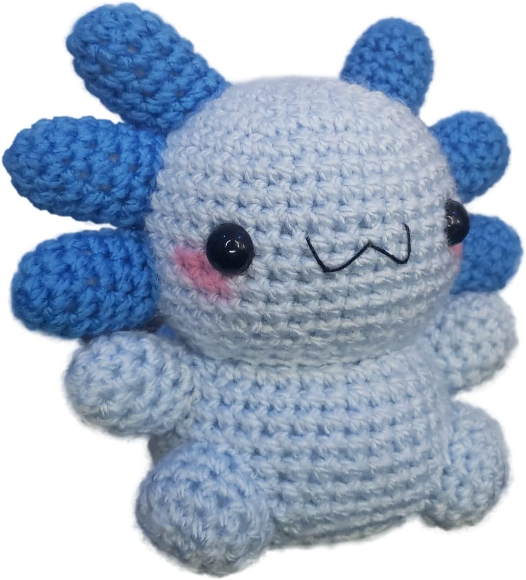 Despojo & Esponjoso 5" New Chibi Axolotl Kawaii Axolotl Soft Handmade Crochet Stuffed Animal toy for girls boy (Blue)