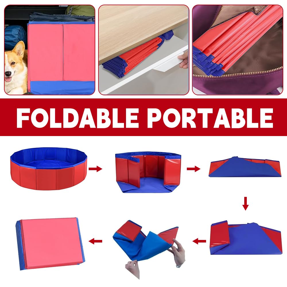 Piscina Pieghevole per Cani, 80 x 20 cm Piscinetta Per Cani, Piscina Per Cane con Valvola di Scarico, Antiscivolo Piscina Per Cani Piccoli, Piscina Pieghevole Bambini per Bagno e Gioco