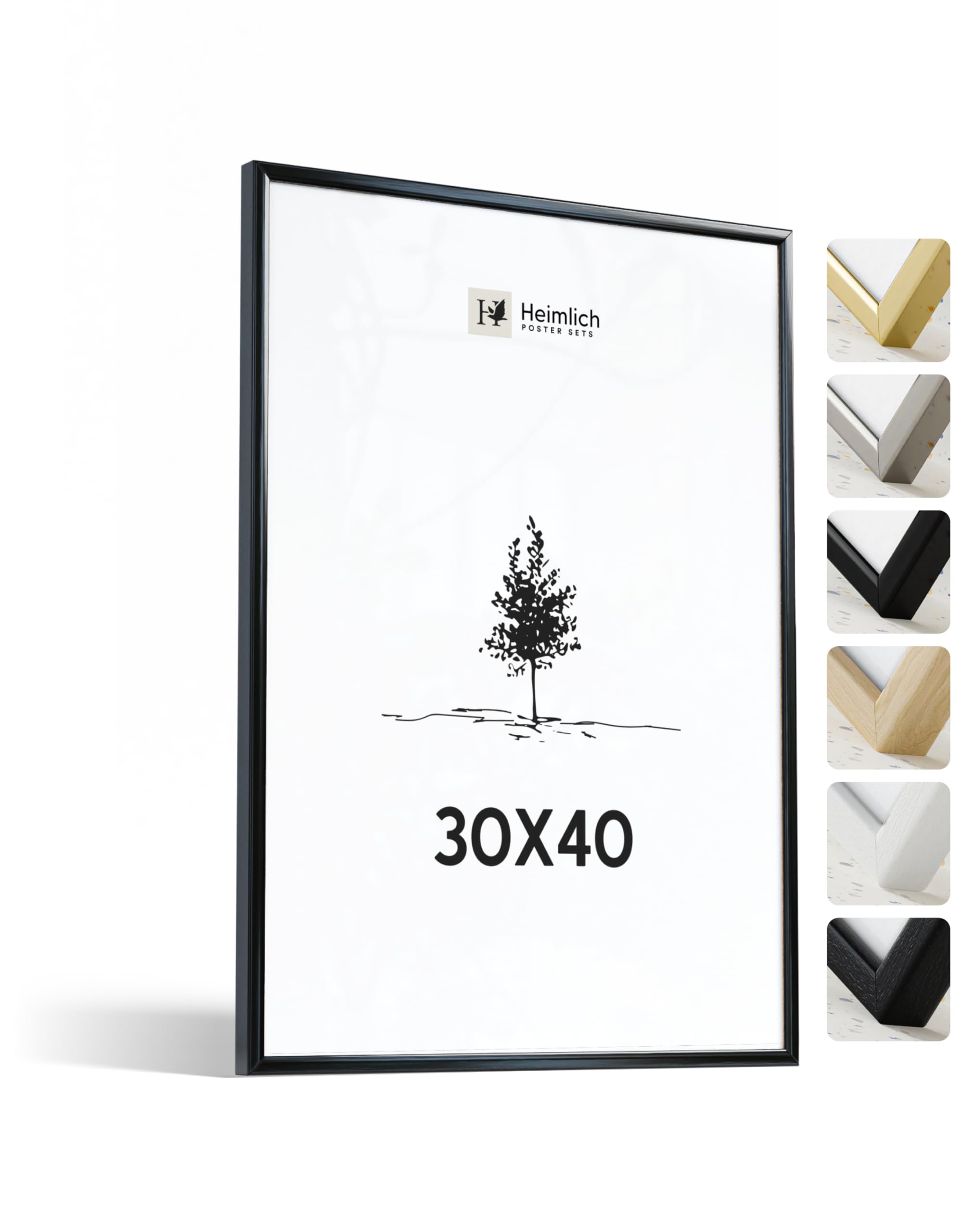 Heimlich® 1x Marco de fotos 30x40 cm Aluminio Negro marcos cuadros | Vidrio Acrílico Irrompible Grano Visible Duradero Fácil de Colgar | Para Decoración de Pared y Decoración Hogar marco 30x40 cm