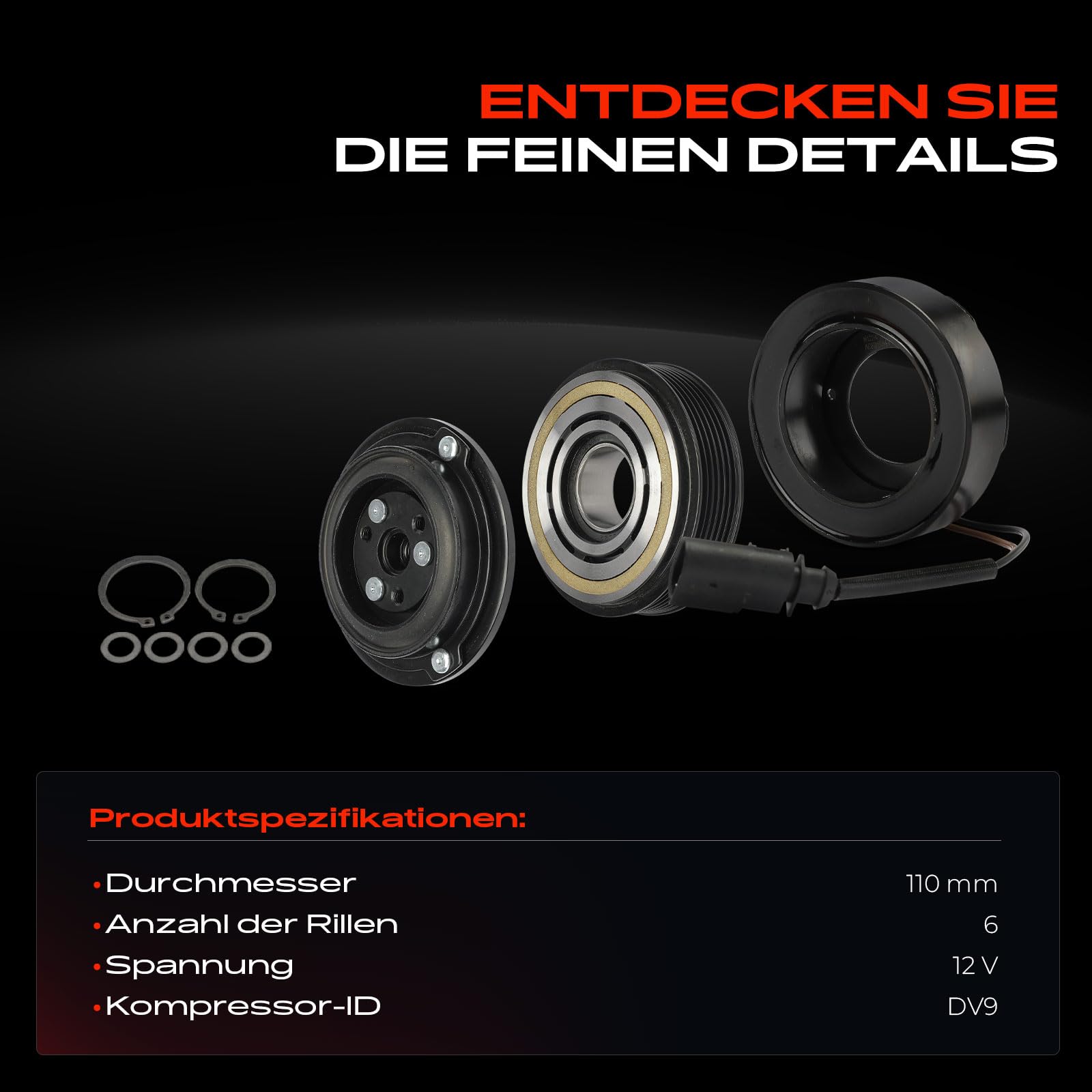 Frankberg Magnetkupplung Klimakompressor Kompatibel mit UP! 121 122 123 BL1 BL2 BL3 Load UP 121 122 BL1 BL2 Replace# 1S0820803C