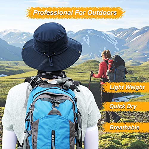 Image of Women Fishing Sun Hat Men Summer UV Protection Bucket Hats Mesh Ventilated Outdoor Hiking Gardening Beach Lawn Hat