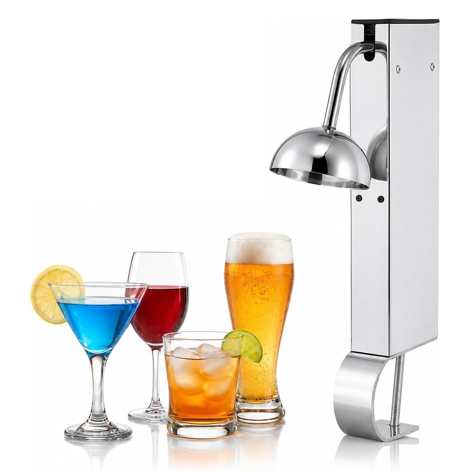 BeoyNot CO2 Glass Froster & Glass Chiller, 1 Cup per 8 Seconds, Instant Drink Chiller for Beer, Wine, Mixed Drinks, Bar Accessory Stainless Steel