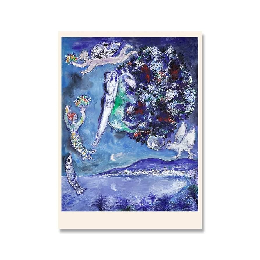Chagall、INSPIRATION、希少画集画、新品額装付 マルク・シャガール、【誕生日】、希少な画集画、新品高級額
