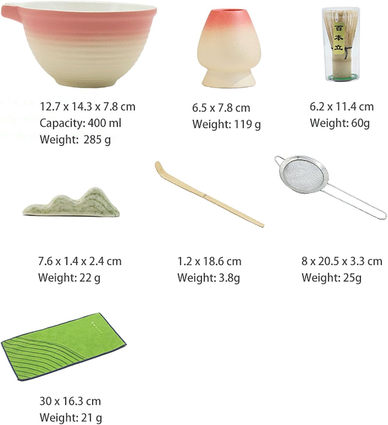 7 Pcs Matcha Whisk Set, Matcha Kit With Matcha Bowl (with Pouring Spout), Matcha Whisk, Whisk Holder, Strainer Matcha Set, Matcha Tea Set For Making Latte,Gift For Matcha Lovers(F)