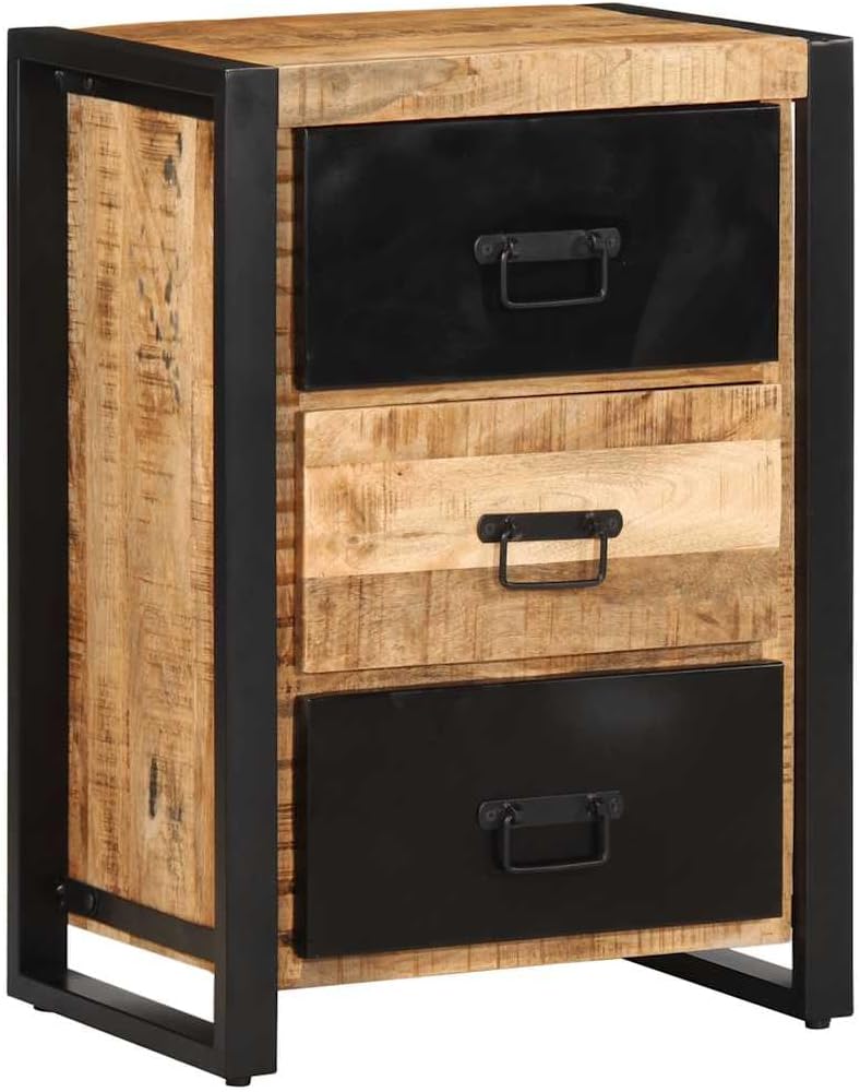 Cassettiera 50x35x70 cm Legno Massello Mango Grezzo