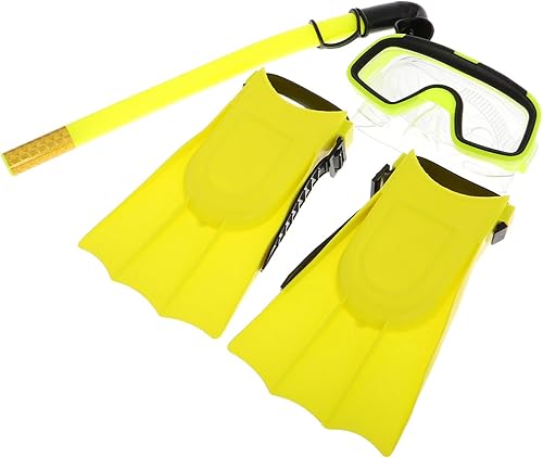 DECHOUS Juego de esnórquel seco juvenil con gafas antifugas y aletas de natación para equipo de snorkel de PVC para entrenamiento y buceo