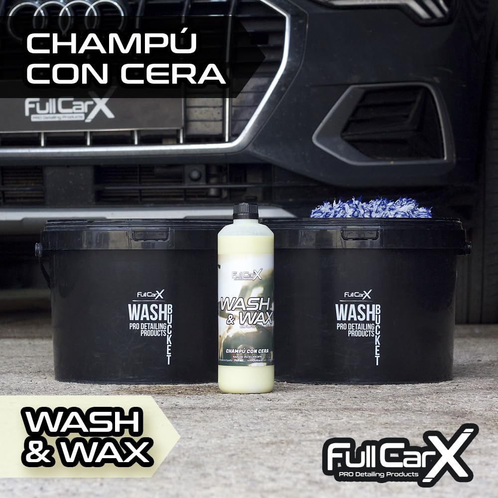 FULLCARX Wash & Wax 5L Autoshampoo mit Wachs Carnauba Aktivschaumreiniger Konzentriert, Auto Waschen Hoher Glanz, Shampoo Wax Reiniger Polieren 2 in 1, Reinigung Detailing Professionelles Produkt