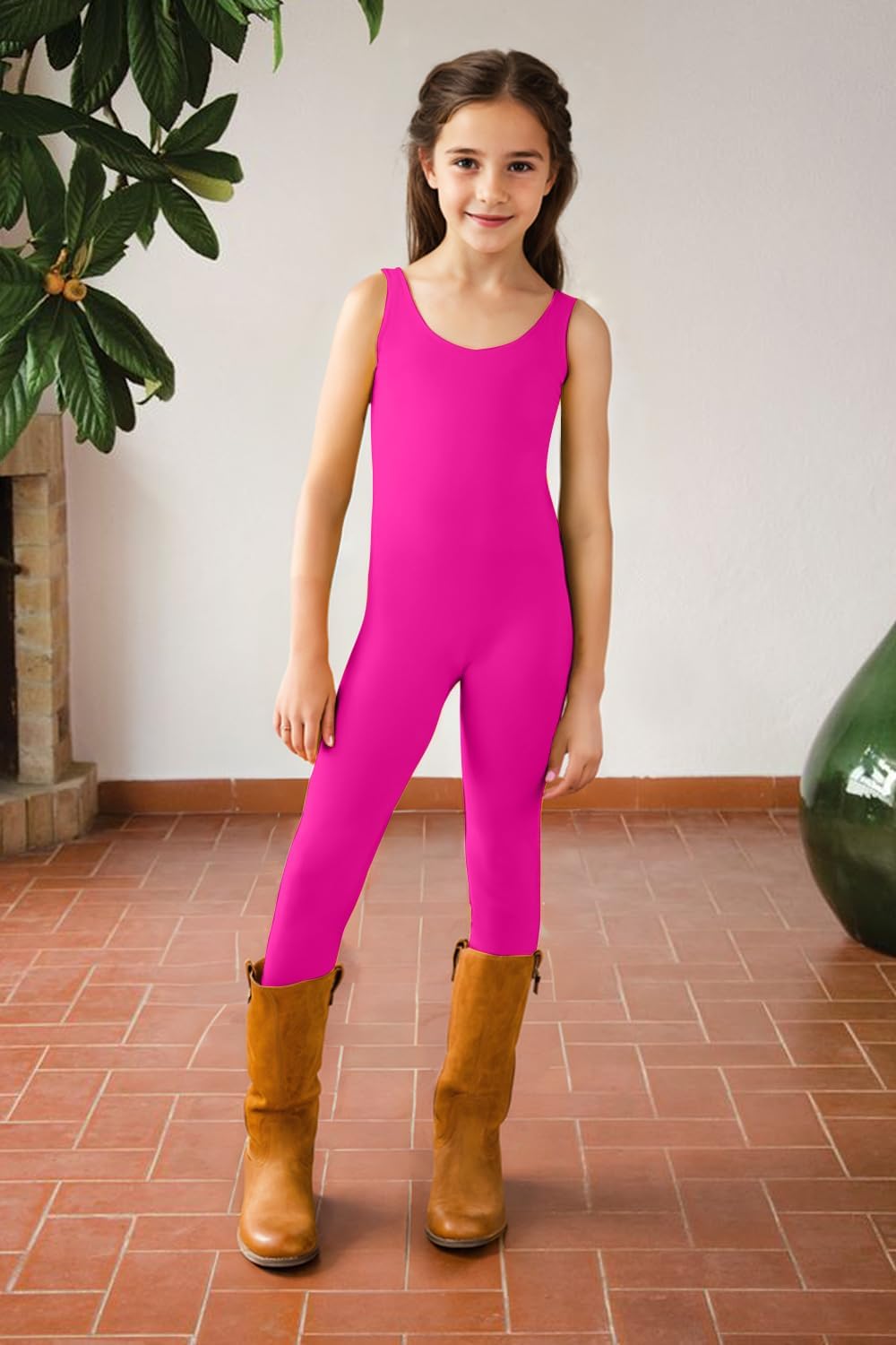 YgneeDom Kids Girls Sleeveless Tank Unitards One Piece Stretchy Spandex Full Body Leotard Bodysuit Dance Costumes - Image 3