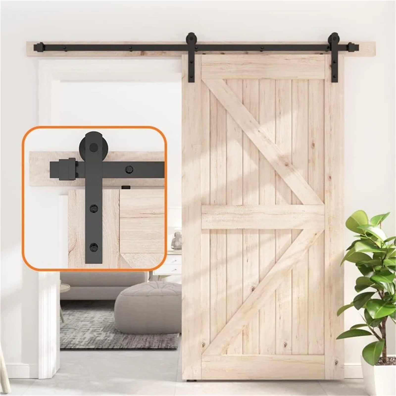 Barn Door Sliding Kit, Sliding Door Hardware Kit, Track, Suitable for Single, Smooth and Quiet - Easy to Install(6.6FT(201CM))