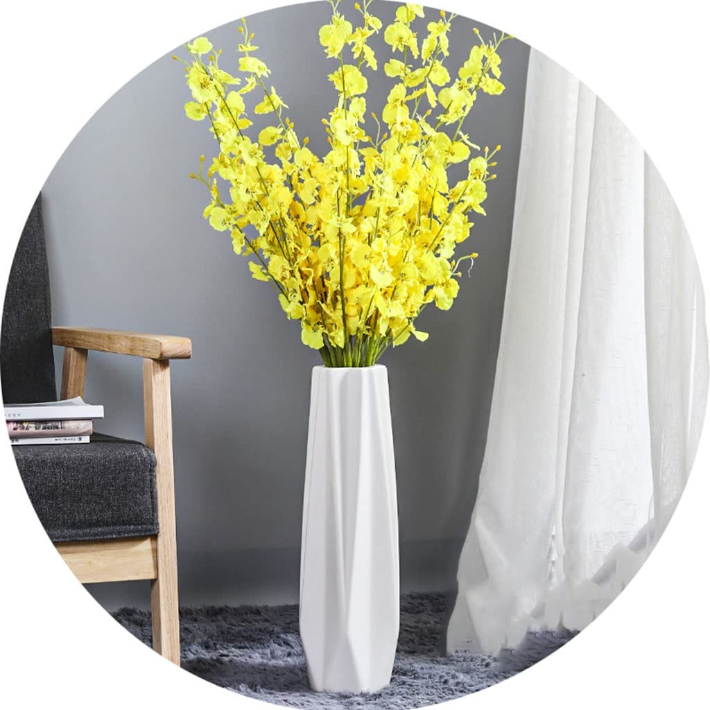 SnamicE White Ceramic Vases, Large Floor Vase, Sophisticated Vessel for Decorative Branches and Dried Flowers,White-13.5x50cm