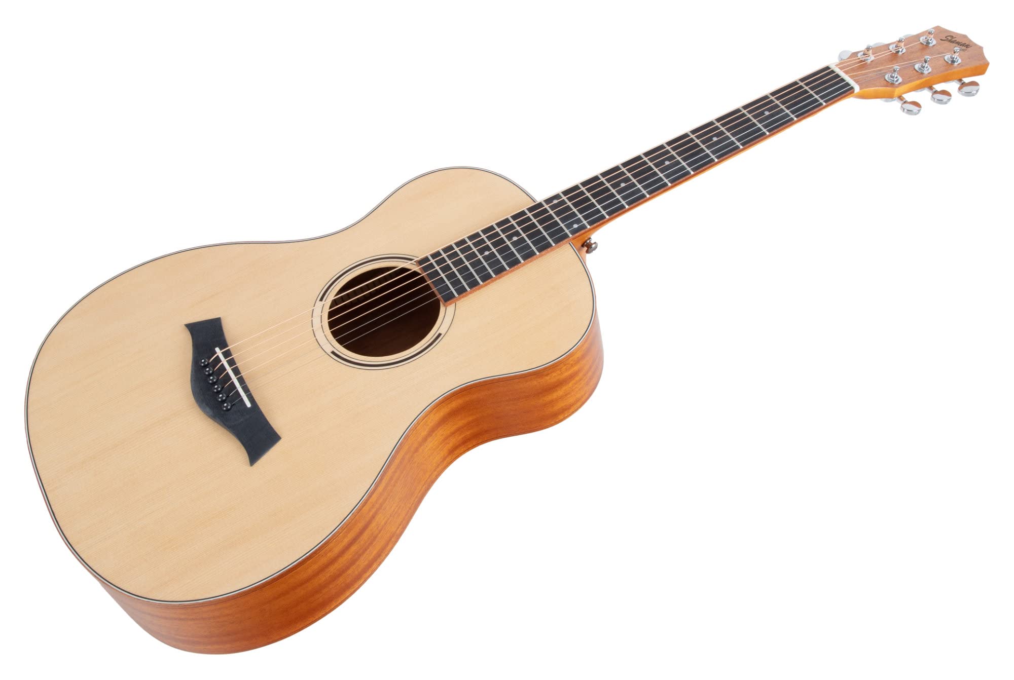 Shaman WSF-10 NT Folkgitarre, Korpusform: Folk, Decke: Fichte, X-Bracing | Boden & Zarge: Mahagoni, Hals: Okoume, Steg: Walnuss, Sattel und Stegeinlage: ABS Kunststoff, Griffbrett: Black Richnite