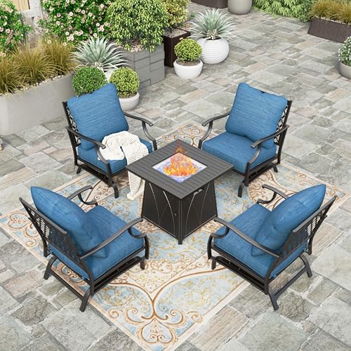HERAS-HOUSE-Patio-Furniture-Set-with-Fire-Pit-Table-4-x-Thick-Cushioned-Rocking-Chairs-1-x-28-Fire-Pit-Table-50000-BTU-5-Pieces-Outdoor-Conversation-Set-for-Garden-Backyard-Lawn-Pacific-Blue HERAS HOUSE Patio Furniture Set with Fire Pit Table 4 x Thick Cushioned Rocking Chairs 1 x 28 Fire Pit Table 50000 BTU 5 Pieces Outdoor Conversation Set for Garden Backyard Lawn Pacific Blue