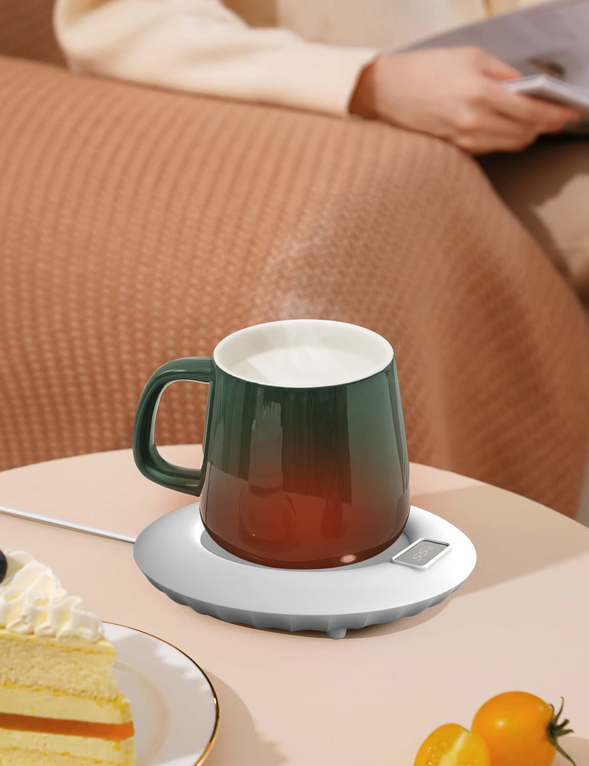 Riscaldatore per tazza da caffè KENSUKA per scrivania, funzionamento a induzione di gravità, temperatura costante di 55℃, ingresso di alimentazione USB 5V/2A, lavabile con acqua.