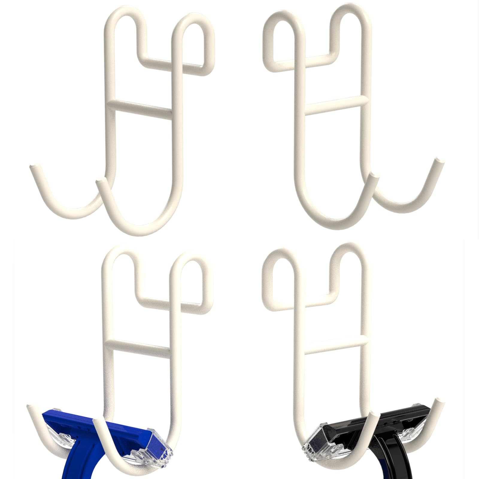 Jovware White Shower Caddy Hooks - Razor Hanger and Holder Shelf Hooks for Loofah - 4 Pack