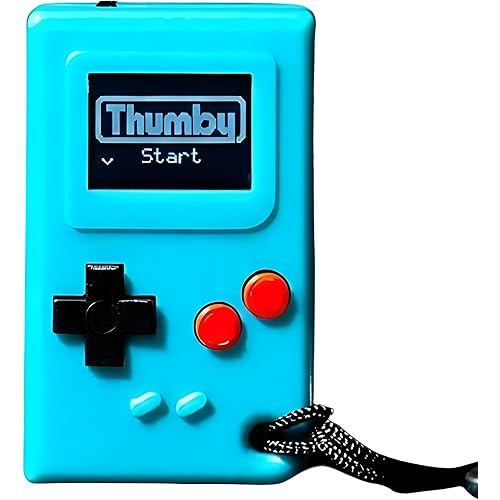 TinyCircuits | Thumby Programmable Game Console Keychain – Retro Gaming Fun Mini-Console, STEM Learning, USB Rechargeable, 5 Preloaded Games (Teal)