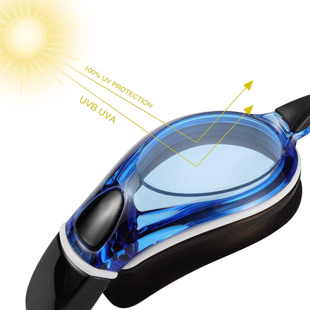 Aegend Swim Goggles with 3 Adjustable Nose Pieces, Flat Lens Swimming Goggles