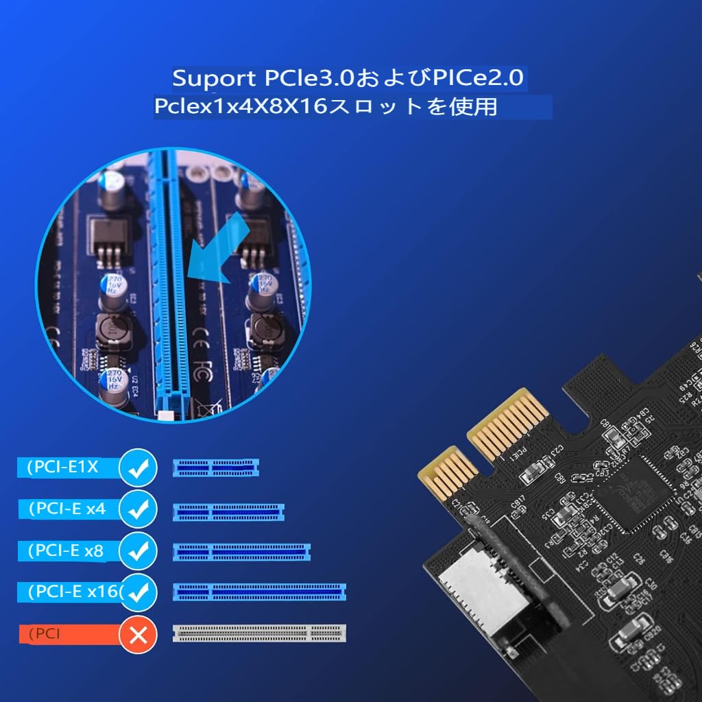 Amazon.co.jp: PCIe x1 から 19 ピン USB 3.0 ヘッダーおよびタイプ E