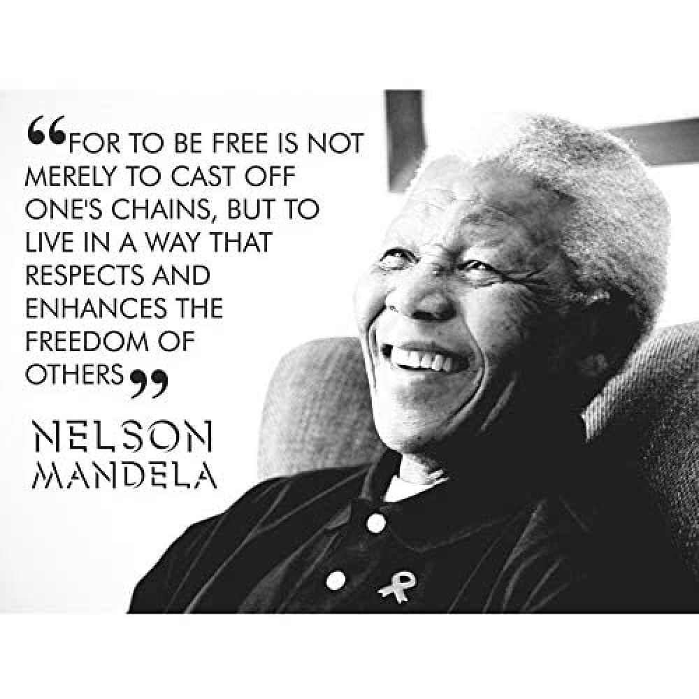 Wee Blue Coo For To Be Free Mandela Nelson BW Motivation Typography Quote Art Large Art Print Poster Wall Decor 18x24 inch