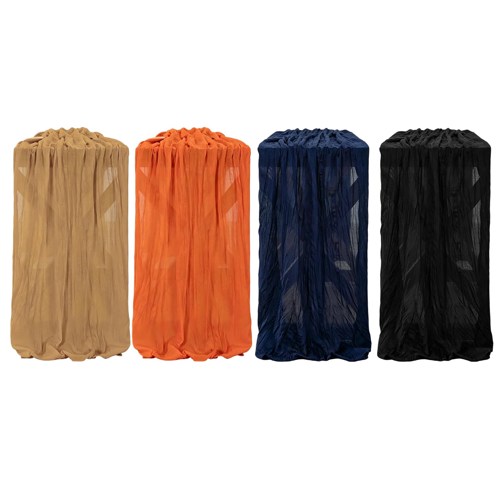 NMFLAB 4 Piece Elegant Pleats Table Runners Cheesecloth Gauze Fabric Tablecloth for Farmhouses Wedding Banquet Party 90X180Cm Pleats Tablecloth