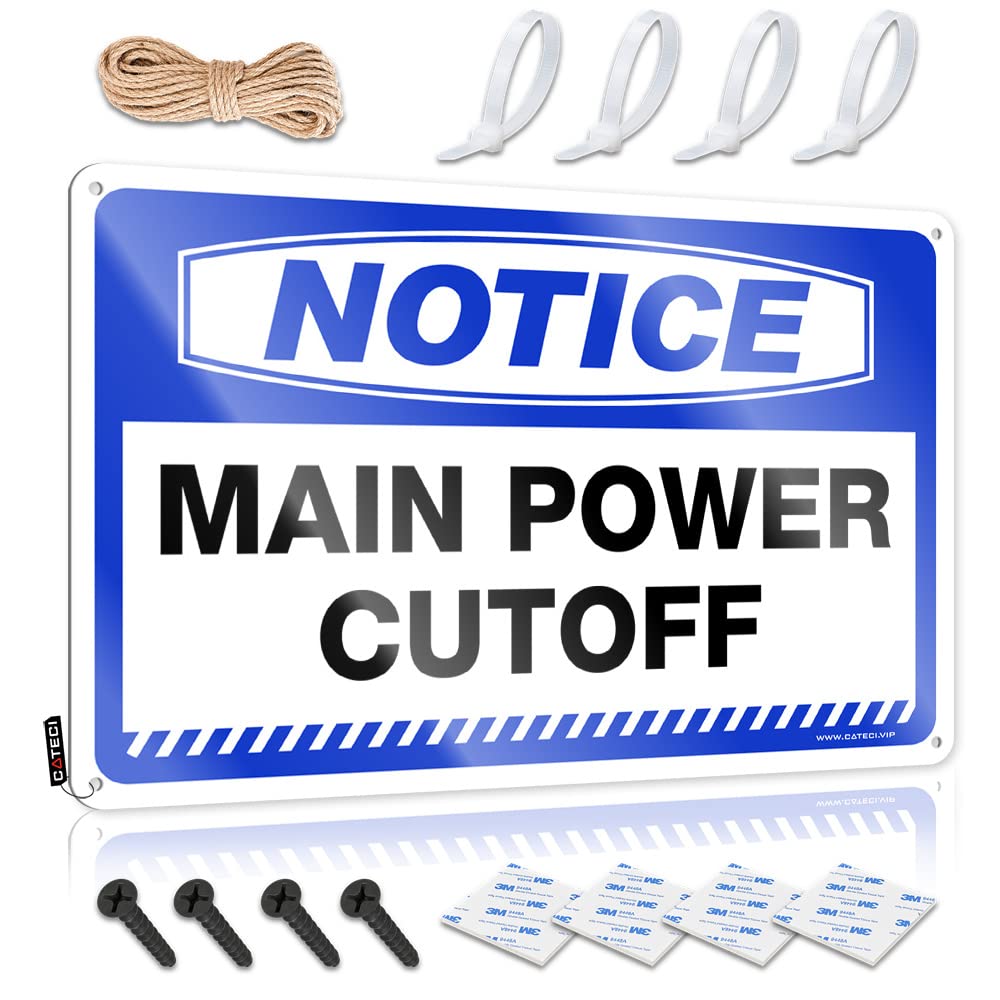 HELIOFORGE Signs For Room Notice Main Power Cutoff Tin Sign Warning Signs For Bedroom Tin Sign For Man Cave(30X40CM)