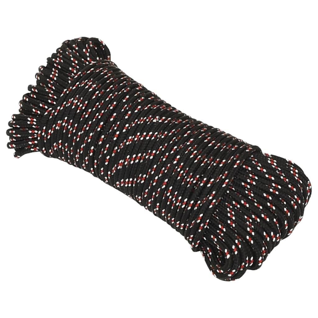 Cuerda Trenzada de la línea Outdoor, Cuerda for Barco de Polipropileno Trenzado, 100 m, 300 cm, Color Negro, for navegación, Acampada, al Aire Libre(Black and Red/100m,4 mm)