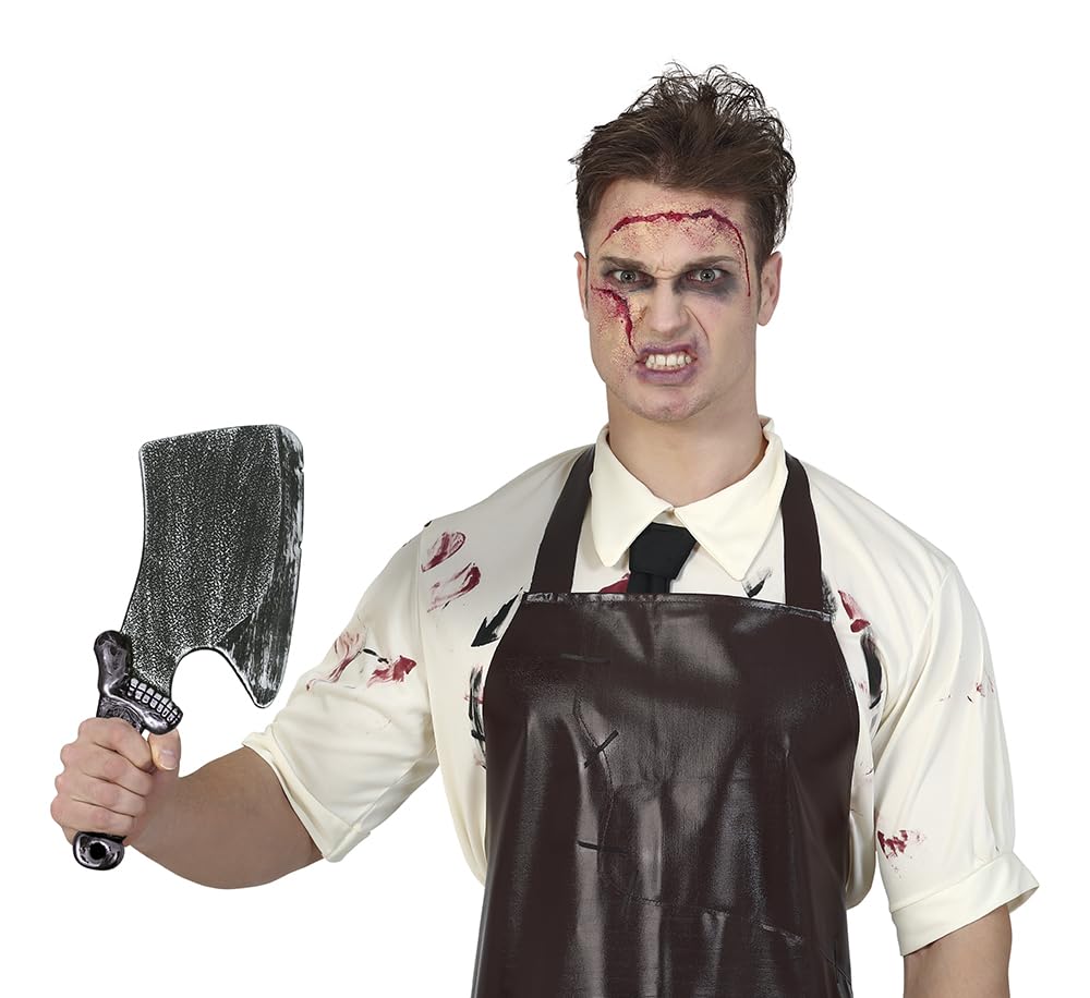 FIESTAS GUIRCA | Toy Butcher Knife (37 cm) - Weapon for Killer, Psychopath and Horror Fancy Dress for Halloween and Scary Parties - Silver and Black
