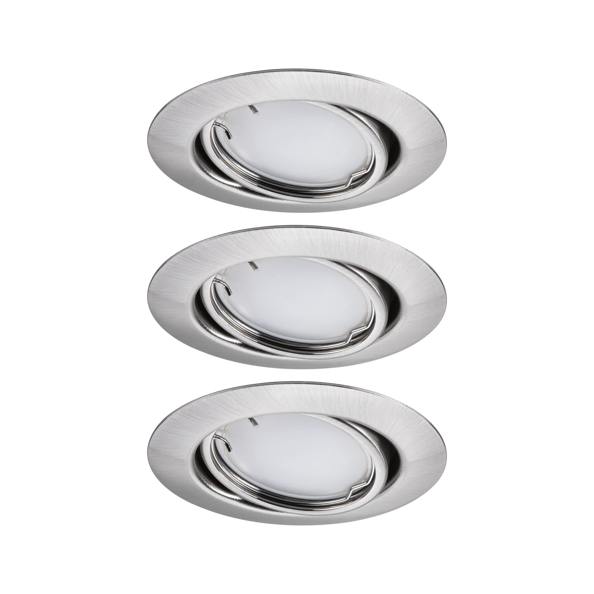 Paulmann 92467 LED Einbauleuchte Base Smart Home Zigbee Basisset schwenkbar rund 230V 3x4,9W 3x420lm dimmbar 90mm Eisen gebürstet Metall RGBW+