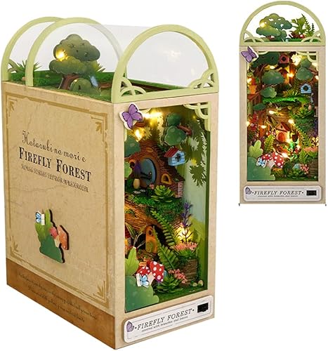 Kit de casa de muñecas en forma de rincón de libro, juguetes de rompecabezas, muebles en miniatura con LED, regalo creativo de manualidades para